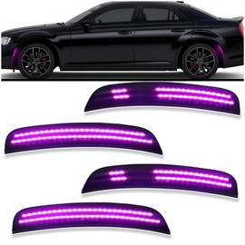 ULTRALTH Dynamic Smoked LED Side Marker Lights for 2015-2024 Chrysler 300 - Dynamic Sequential Turn Signals | Pink/Purple Front & Rear | Plug & Play 4-Piece Direct Fit (Pink/Purple)