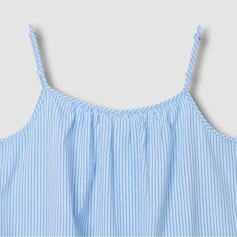 JAJU [JAJU] Women's Cotton Seersucker Sleeveless Pajama Dress_Dark Blue