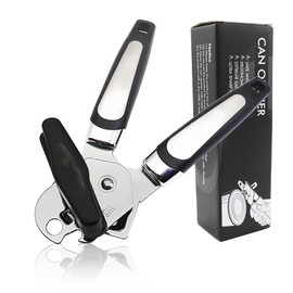 Xoxel 3 in 1 Stainless Steel Manual POP Can Opener with Built in Bottle Opener Stainless Steel Razor-Sharp Blade Ergonomic Design for Easy Safe Opening Black