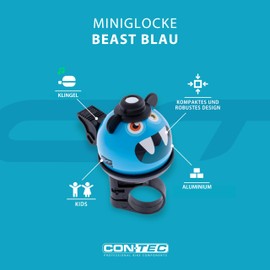 CONTEC Bike Bell Beast Blue Bike Bell 22.2mm Diameter Universal Bracket Adjustable Loud for Kids Girls Boys Aluminum