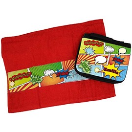 Eurofoto Handtuch + Kulturbeutel Set mit Namen Emilia und Comic-Motiv für Mädchen | Handtuch und Kulturbeutel Bedruckt |