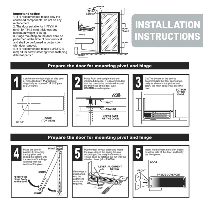 Ptazucv Double Action Spring Hinges -Swinging Door Hinge -Pivot Hinge，with
