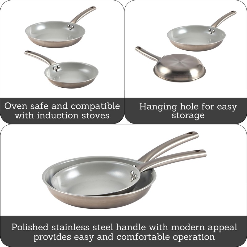 IMUSA 8” & 10” Stainless Steel Frying Pan Set with