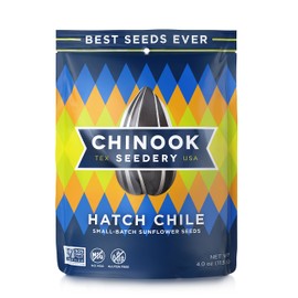 Chinook Seedery Roasted Jumbo Sunflower Seeds - Keto Snacks - Best For Snack Packs - Gluten Free, Non GMO Snack Food Gifts - 4 ounce (Pack of 12) - Hatch Chile Flavor