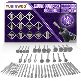 Stone Carving Set Diamond Grinding Bit Compatible with Dremel, 52Pcs Polishing Kit Diamond Bits 1/8" (3mm) Shank Accessories for Stone Glass Ceramics Carving, Polishing, Grinding