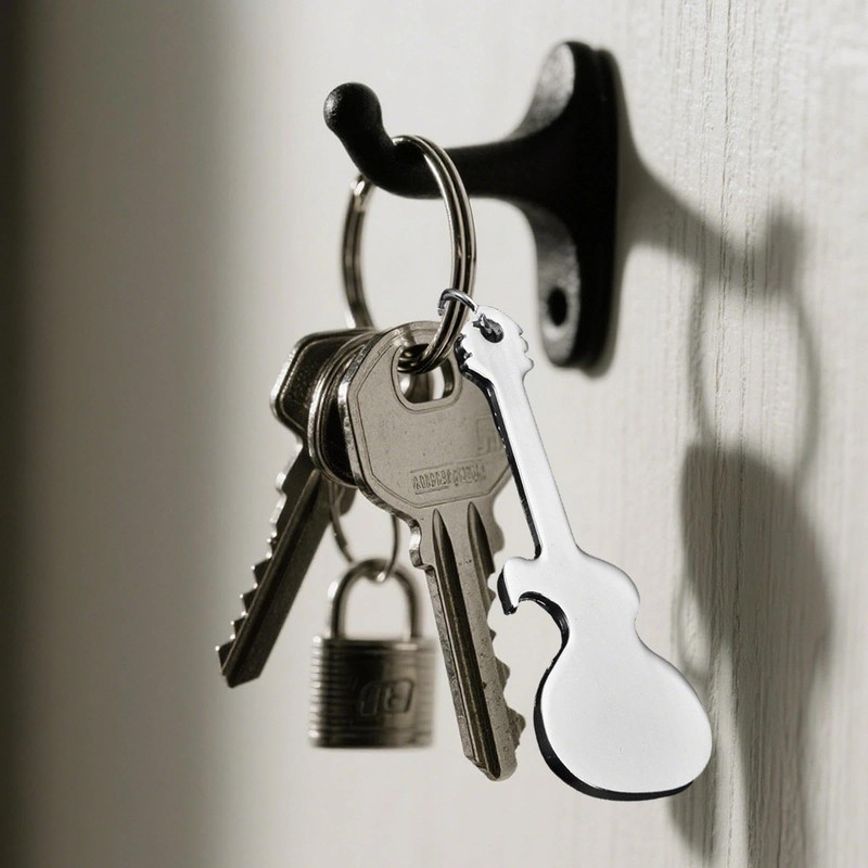 Stainless Steel Bottle Opener Keychain Guitar Shaped Beverage Opener Key