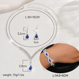 TTPSRY Set of 3 Jewellery Set Necklace Earrings Bracelets with Zirconia Silver Chain with Pendant Women's Jewellery Set Bridal Jewellery High Quality Gift for Girls Women, Copper, No Gemstone