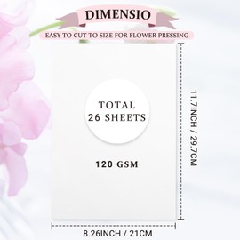 Aboofx 26 Sheets Blotting Paper for Flower Press, A4 Size Highly Absorbent Blotter Paper for Flower Press Reusable Herbarium Paper Craft 8.26 x 11.7 inch Blotter Paper Sheets