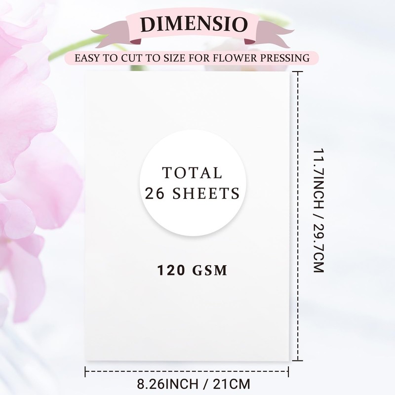 Aboofx 26 Sheets Blotting Paper for Flower Press, A4 Size