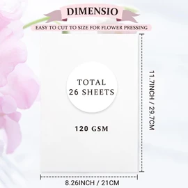Aboofx 26 Sheets Blotting Paper for Flower Press, A4 Size Highly Absorbent Blotter Paper for Flower Press Reusable Herbarium Paper Craft 8.26 x 11.7 inch Blotter Paper Sheets