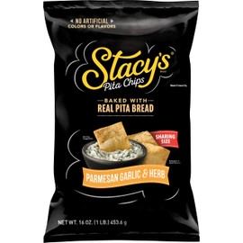 Stacy’s Pita Chips, Parmesan Garlic & Herb, No Artificial Colors or Flavors, 16 oz Bag