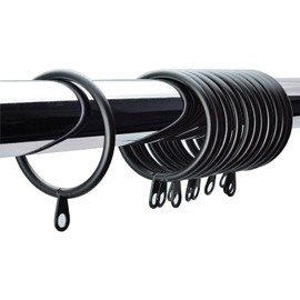Metal Curtain Ring 40mm Black Curtain Pole Rings with Sliding Eyelet Rings Hanging Rings for Curtains and Rods Curtains Eyelet Ring Pack of 12.