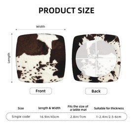 Granbey Cowhide Print Seat Covers for Dining Room Chairs Set of 2 Cow Skin Print Chair Covers Washable Stretch Chair Seat Covers Cushion Slipcovers for Kitchen Office