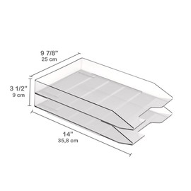 Acrimet Stackable Letter Tray, 2 Tier Front Load Desktop File Organizer, A4 Letter Size, Plastic, Clear Crystal