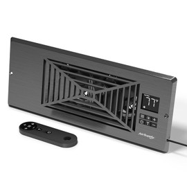 TURBRO Register Booster Fan, Fits 4” x 12” Register Holes, Enhances HVAC Airflow, 4-way Vent Grille, 10-speed Fan, Intelligent LCD Controller, Thermal Probe, Thermostat Control, Remote Control, Grey