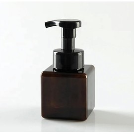 Generic Foaming Soap Dispenser 250ml, 2 pcs, Amber Color, 100% Recycle, Durable, soap Saver with Each Pump, 15.5 cm Tall, 7x7x7 cm Square Base, Liquid soap, Shampoo, Body wash