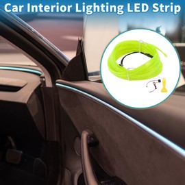 X AUTOHAUX 3 Meter EL Wire Cable LED Glow String Light Car Lighting Strip Flexible Neon Light for Car Decoration Wiring Driver(12v) Fluorescent Green