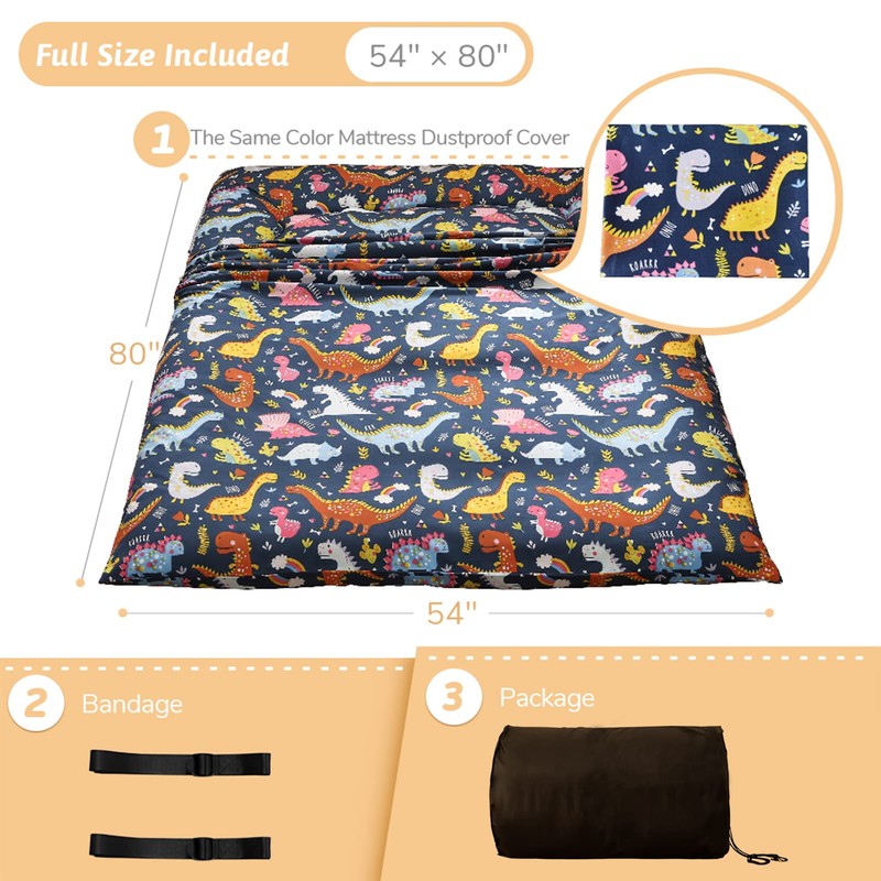 MAXYOYO Dinosaur Japanese Floor Futon Mattress for Boys Girls, Thicken