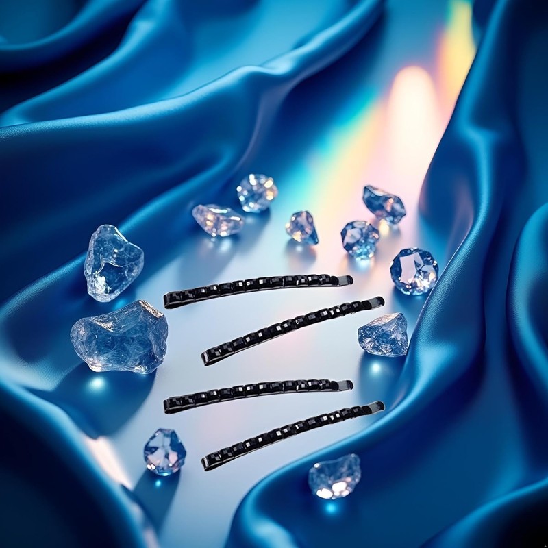 4 forcine per capelli con strass neri, forcine per capelli