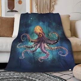 Octopus Fleece Throw Blanket Lightweight Super Soft Flannel Bed Blanket Perfect Home Decor for Couch Chair Sofa Living Room 50"X40" Small