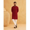 Sojanya (Since 1958 Men'S Cotton Embroidered Sequinned Maroon Long Kurta
