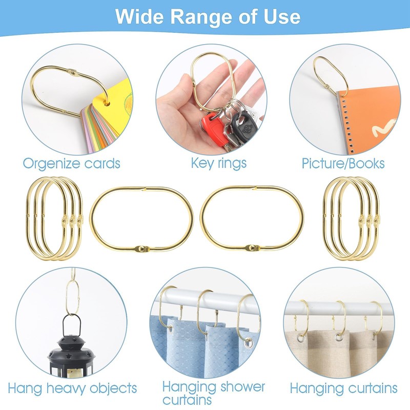 Goowin 24 Pcs Shower Curtain Rings, Oval Snap Shower Rings
