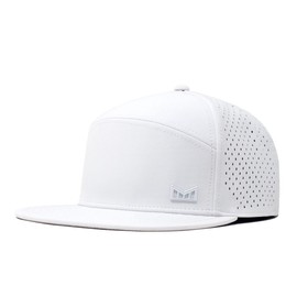 melin Trenches Icon Hydro, White, Men's Performance Snapback Hats, Water-Resistant Fitted Flat Bill Baseball Caps for Men & Women, Golf, Running, or Workout Hat, XL