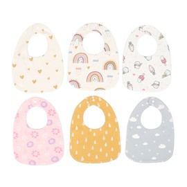 6pcs Infant Bibs U Shaped Snap Button Closure Cotton Waterproof Kids Eating Bibs Bundle for Children