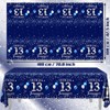 GREHUMOR 3pcs 13th Birthday Tablecloth Silver Blue Happy Birthday Decorations