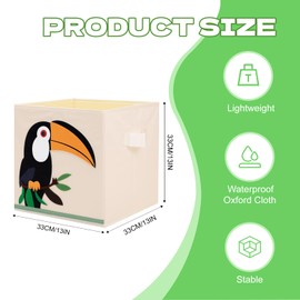 Decalsweet Kids Cube Storage Box,Foldable Toy Organiser Box with Handles for Boys Girls,Lightweight Cube Storage Bin for Bedroom Nursery Living Room,33*33*33cm(Toucan)