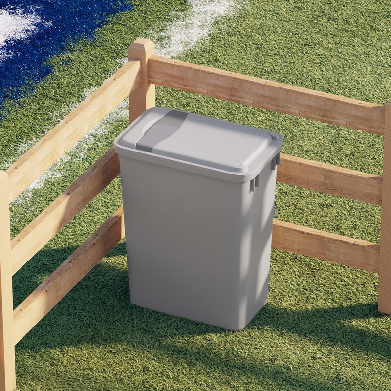 Dowell 35Qt Gray Square Plastic Trash Can with Lid, Stackable