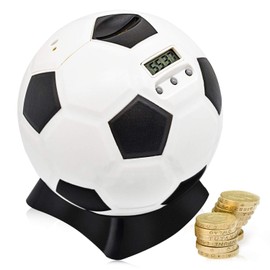 MOMMED Digital Counting Money Box with Counter, Football Piggy Bank Large for Children, Early Education with Automatic LCD Display, Balck, White