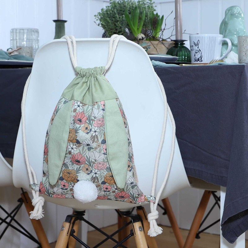 Papierdrachen Rabbit Backpack Flowers & Green - Cotton / Canvas