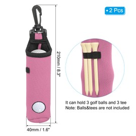 PATIKIL Golf Ball Carry Bag, 2 Pcs Golf Tee Holder Pouch Portable Neoprene Golf Ball Holder with Clip for Men and Women Storage Gifts, Light Pink