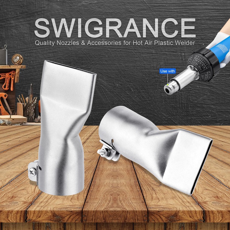 SWIGRANCE Hot Air Welding Nozzles 40mm Mouth Width 2Pcs/Set, Stainless