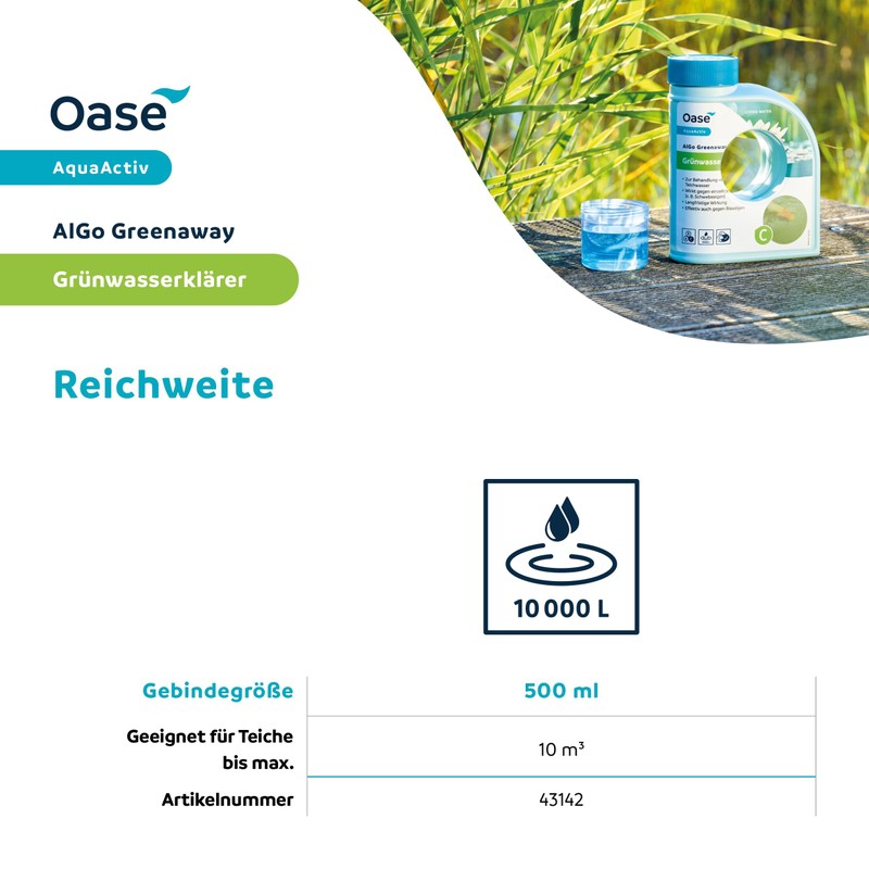 OASIS Water Treatment Aqua Activ Algo Greenaway 500 ml, silver