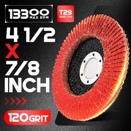 EZARC Ceramic Flap Discs 120 Grit, 4 1/2 x 7/8-Inch Flap Sanding Disc, Type 29 Ceramic Grinding Wheel for Stainless Steel, Non-Ferrous Metal, Cast Iron, Sheet Metal, 10 Pack