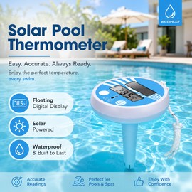 Solar Pool Thermometer for Pool & Spa – Wireless Digital Readings with Floating LED Night Light