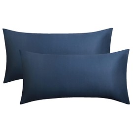 Bedsure Cushion Cover 40 x 80 cm Cotton Set of 2 - Pillowcase 40 x 80 cm, 2-Piece Pillowcases for Cushions 40 x 80 cm with Zip, Oeko-Tex, Cushion Cover 80 x 40 cm Cover for Bed Sofa, Blue