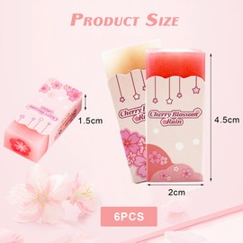 6PCS Cute Sakura Rubber Erasers, Soft Pencil Erasers, Novelty Stationery Eraser with Cherry Blossom Design – Rubber Eraser Set for Drawing, Writing, Office, School, and Study Supplies