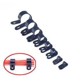 Yosawa 225-Pieces Nylon Rope Light R-Style Cable Clamp Mounting Clips for 1/8", 3/16", 1/4", 5/16", 3/8", 1/2", 5/8", 3/4" Diameter Wire Management Black
