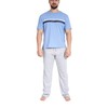 Sleepdown Men's Striped Pyjamas Set Pajama, Blue Grey, S