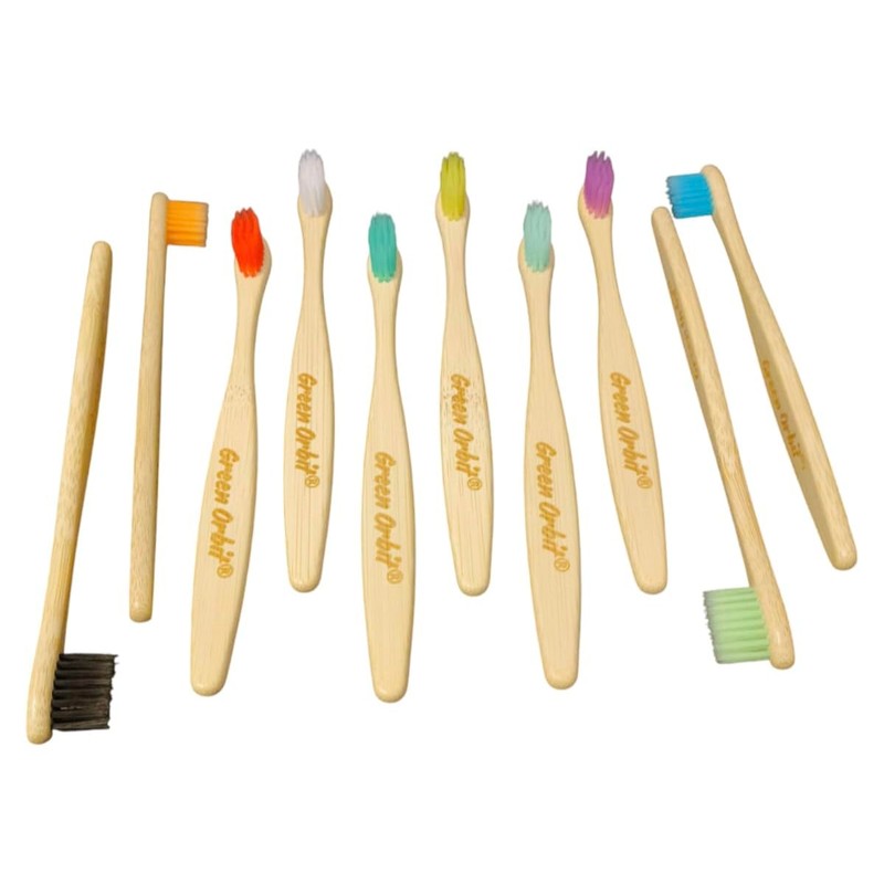 Set de Cepillos Dentales de bambú para Niños, 10 Piezas,