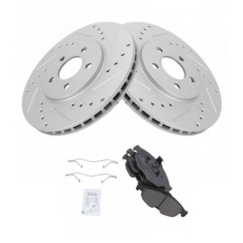Front Performance Brake Pad & Rotor Kit Brake Pads Brake Rotors Set Semi-Metallic Premium G-Coated Compatible with 2001-2006 Chrysler Sebring 2001-2005 Dodge Stratus