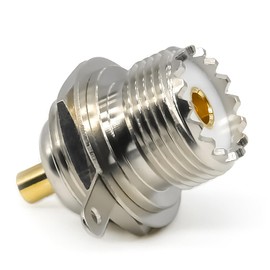 2pcs M Shape PL259 SO239 Bulkhead Connector, UHF Panel Chassis Mount Flange Solder Coaxial Adapter, Low Loss SO239 Female Solder Panel Mount Adapter for CCTV, Wifi Radios, Antennas, LMRs