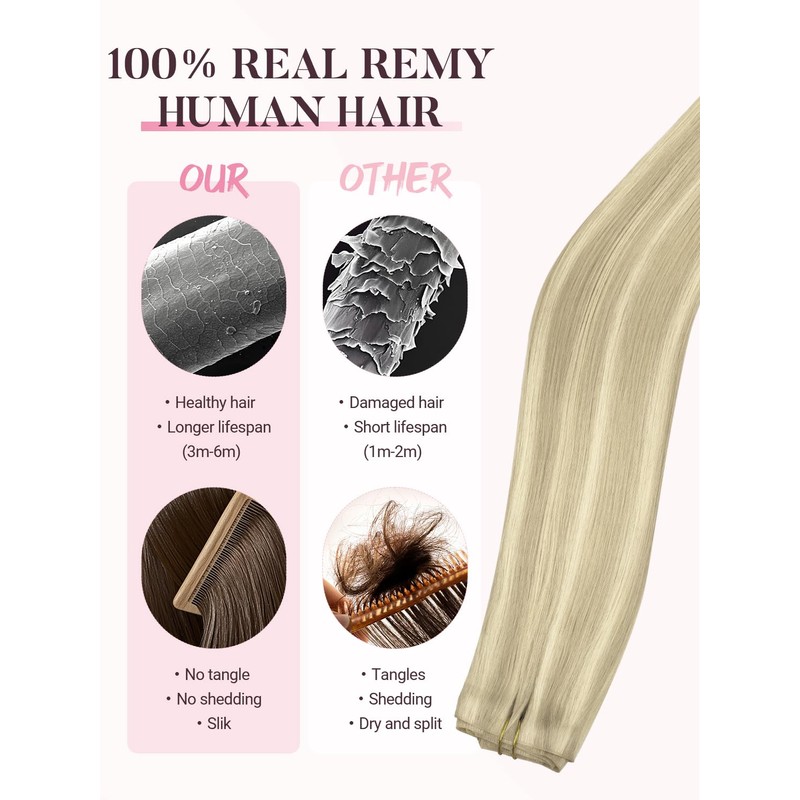 MAXITA Invisi Edge Clip in Hair Extensions Real Human Hair,