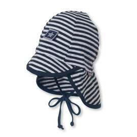 Sterntaler Flapper Hat for Boys, With Neck Protection, Star Velcro Fastener and Stripe Motif (Flapper Cappellopello) - Blue (Marine 300) Striped Not Applicable, size: 47