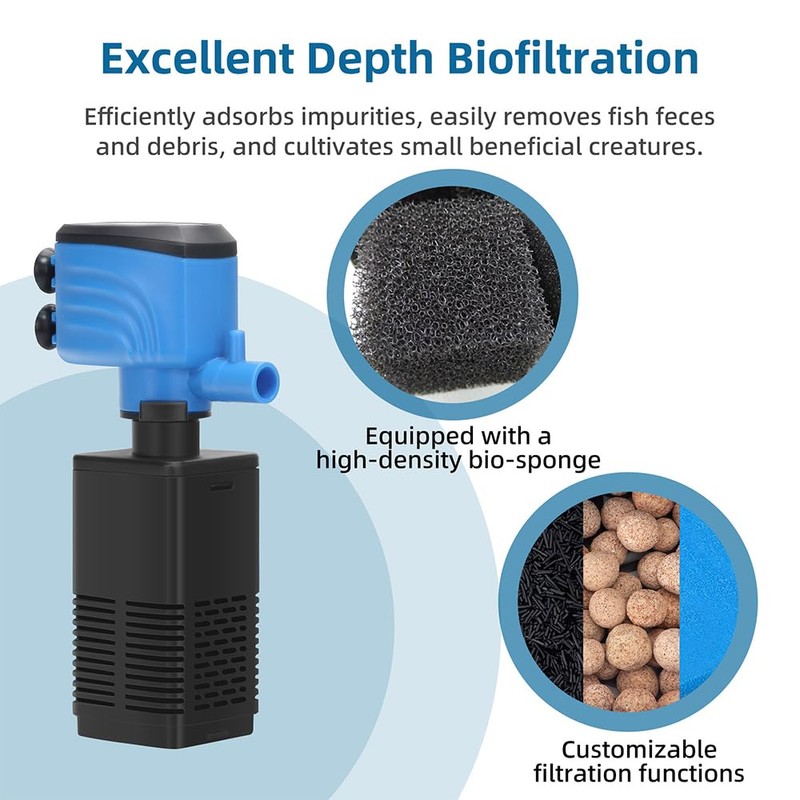 DaToo Aquarium Filter 5-15 Gallon Fish Tank Filter 120GPH Powerful