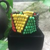 Handmade Beaded 7" Plus Juneteenth African Wood Stretch Bracelet A1080