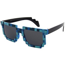 grinderPUNCH KIDS Children's 8-Bit Pixel Retro Novelty Gamer Sunglasses Ages 4+ Blue
